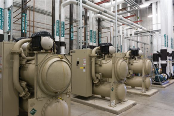 Mechanical room with chiller equipment